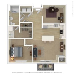 Floor Plan 1 Bedroom plus Den H
