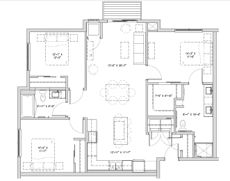 a floor plan of a house with many rooms and a staircase