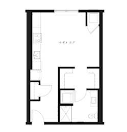 A floor plan for a 516 sq ft apartment with one bath.