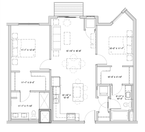 a floor plan of a house with many rooms and a staircase