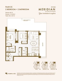 the third level floor plan of a bedroom apartment