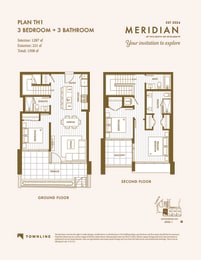 floor plans of the third and fourth floors of a bedroom apartment