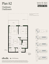 A floor plan for a one bedroom, one bathroom apartment.