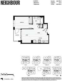 Floor plan of a house with a living room, dining room, kitchen, and bathroom.