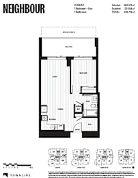 A black and white image of a floor plan for a property by NEIGHBOUR.