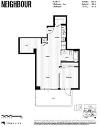 A black and white floor plan for a property called Neighbour.