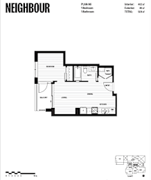 A black and white image of a floor plan for a property named Neighbour.