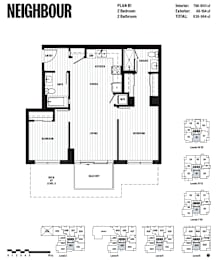 A black and white floor plan of a two bedroom apartment.