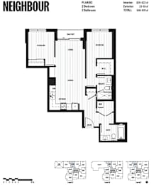 A black and white image of a floor plan for a property named NEIGHBOUR.