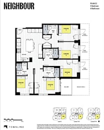 A floor plan for a building with 5 bedrooms and 4 bathrooms is displayed.