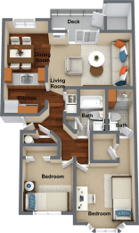 2 bedroom 2 bathroom floor plan A 1,037 Sq.Ft. at Graymayre Crossing Apartments, Spokane, Washington
