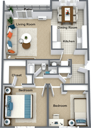 Floor Plan  Lyons Court 2B/1B