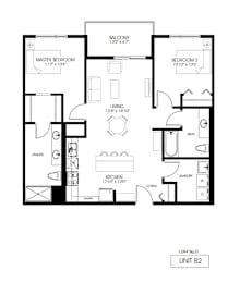 A black and white image of a floor plan for a one bedroom apartment.