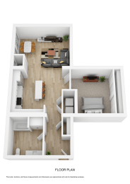 Floor Plan  a 1 bedroom floor plan with a bathroom and a living room