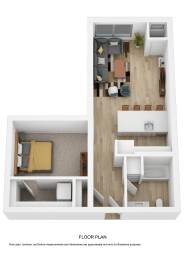 Floor Plan  a floor plan of a room with a bedroom and a living room