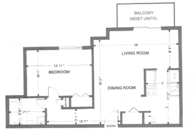  Floor Plan 1 Bed 1 Bath Large