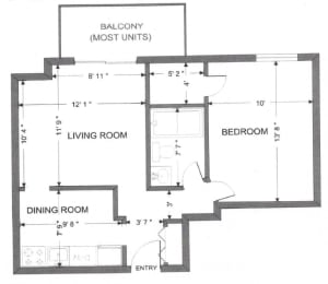  Floor Plan 1 Bed 1 Bath Junior