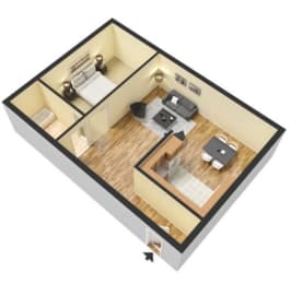  Floor Plan One Bedroom (Gardens)