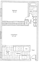  Floor Plan 1 Bed 1 Bath