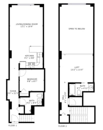 three floor plan of a house with bedrooms and a living room