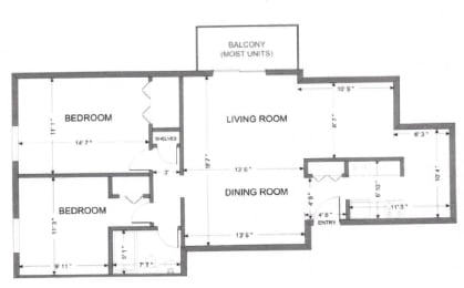  Floor Plan 2 Bed 1 Bath Large