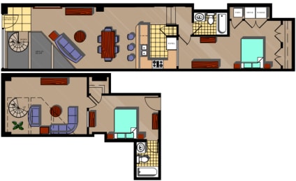 the floor plan of a house with bedrooms and a living room