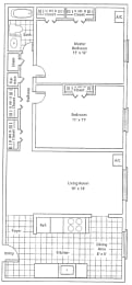  Floor Plan 2 Bed 1 Bath