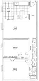  Floor Plan 2 Bed 1 Bath