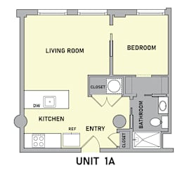 1 bed 1 bath Floorplan at Life At Agora, Cleveland