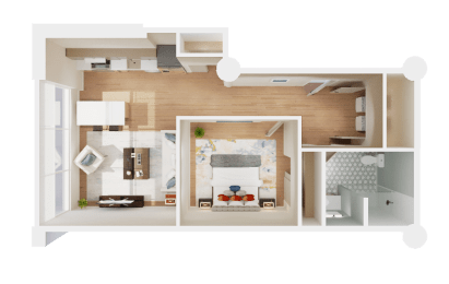  Floor Plan 1 Bed 1 Bath F
