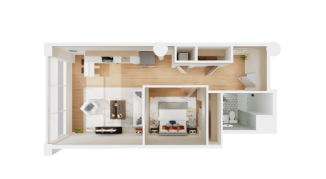  Floor Plan 1 Bed 1 Bath H