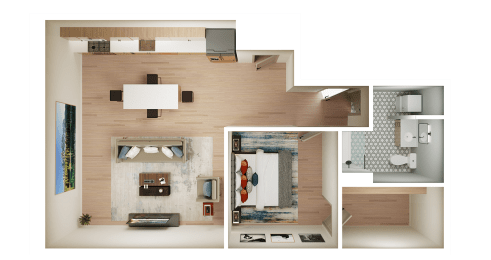  Floor Plan 1 Bed 1 Bath E