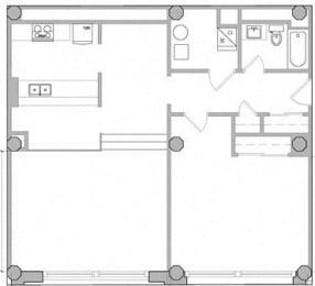 F1-1000_201,301,401,501,601 Floor Plan at East 4th Street, Ohio, 44115