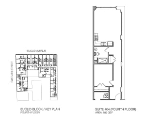 a blueprint of a floor plan and a facade of a building