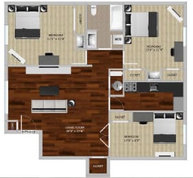 Mckinley Three Bedroom at Heritage Apartments, Columbus