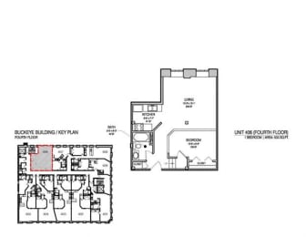 a floor plan of a house with two bedrooms and two bathrooms