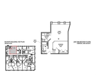 a floor plan of a house with two floors and a balcony
