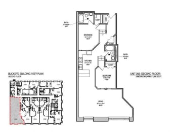 a floor plan of a building with two floors