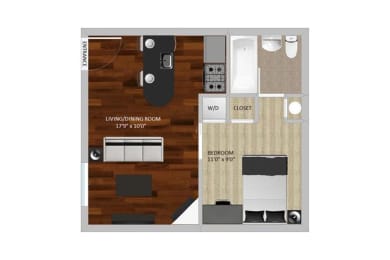 new orleans one bedroom one bath at Heritage Apartments, Ohio, 43212