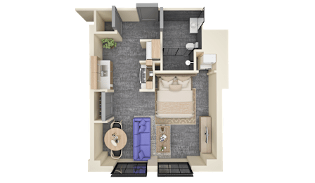 Studio 1 bath Floorplan at Life At Agora Apartments, Ohio