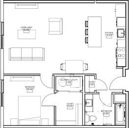 1 Bed 1 Bath C Floor Plan