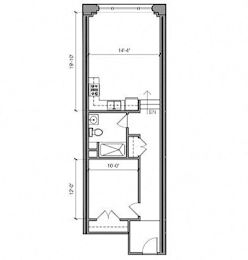 1 Bedroom 1 Bathroom Floor Plan  at East 4th Street, Cleveland, Ohio