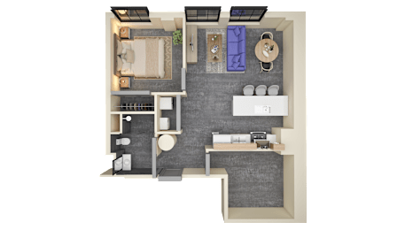 1 bed 1 bath Floorplan at Life At Agora Apartments, Ohio