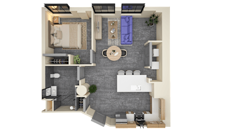 1 bed 1 bath A Floorplan at Life At Agora Apartments, Ohio, 44103