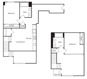 B5 Two Bedroom floor plan at Vance in San Francisco, CA.