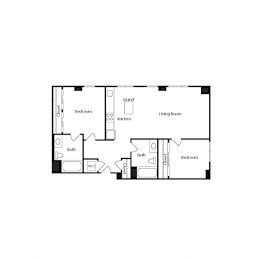B1 Two Bedroom floor plan at Vance in San Francisco, CA.