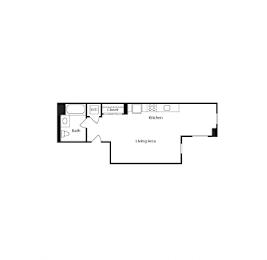 S3 studio floor plan at Vance in San Francisco, CA.
