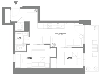floor plan of the living room of a small house