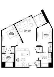 2D-1 Two Bedroom Two Bath Floor Plan with 1,091 Sq. Ft. at Chandler Apartments in North Hollywood, North Hollywood, 91601