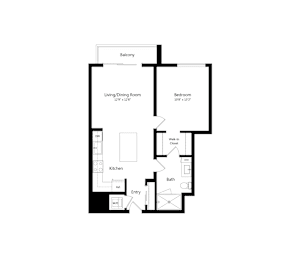 One Bedroom Floor Plan at The Marc Luxury Apartments in Palm Beach Gardens FL